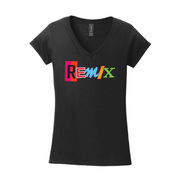 Remix Basketball Softstyle Ladies Fit V-Neck T-Shirt