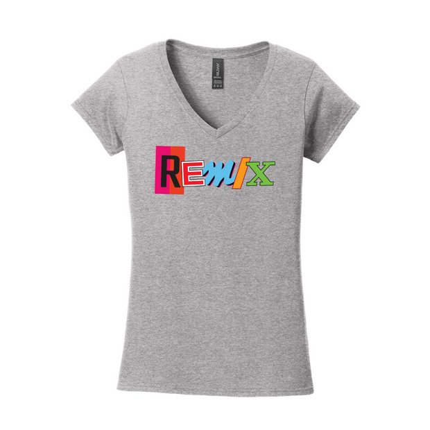 Remix Basketball Softstyle Ladies Fit V-Neck T-Shirt