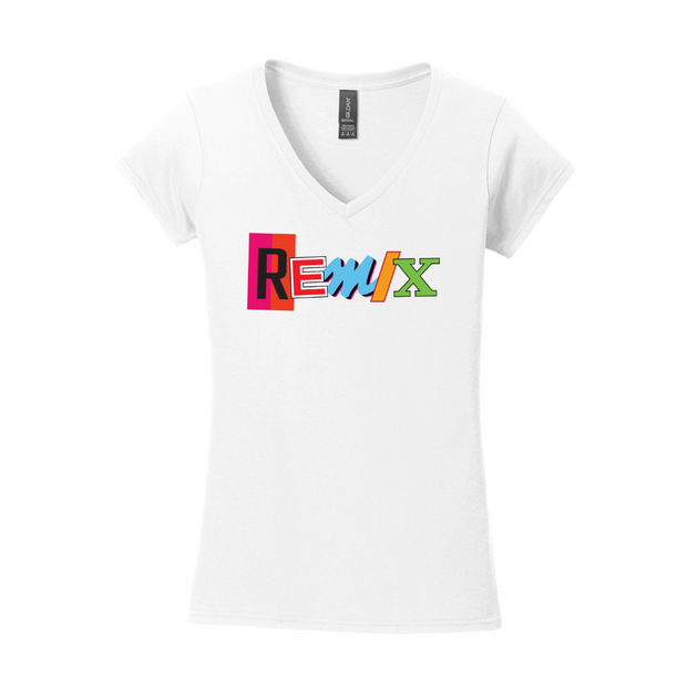 Remix Basketball Softstyle Ladies Fit V-Neck T-Shirt