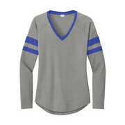 Sport-Tek Ladies Halftime Stripe Long Sleeve V-Neck Tee