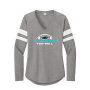 Christopher 2024 Football Ladies Halftime Stripe Long Sleeve V-Neck