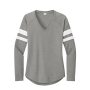 Sport-Tek Ladies Halftime Stripe Long Sleeve V-Neck Tee