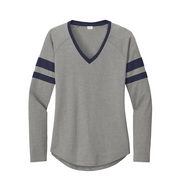 Sport-Tek Ladies Halftime Stripe Long Sleeve V-Neck Tee