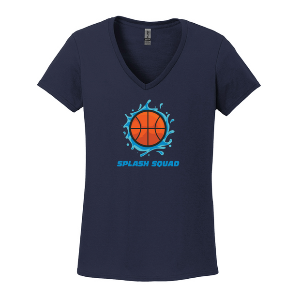 Splash Squad Basketball Ladies Cotton V-Neck T-Shirt