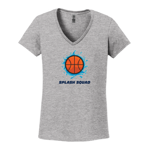 Splash Squad Basketball Ladies Cotton V-Neck T-Shirt