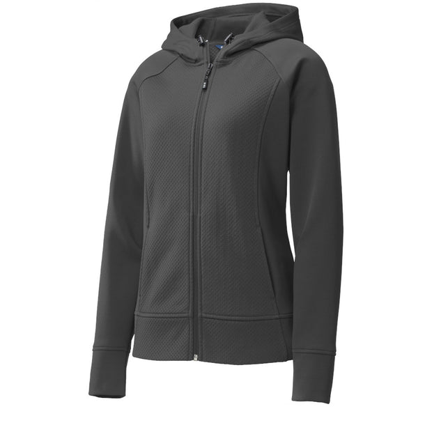 Image of a Sport-Tek Ladies Hooded Jacket in grey.