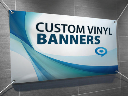 Image of a sports banner that says "Custom Vinyl Banner" from Str8 Sports.